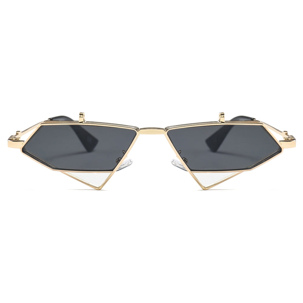 Gold Steampunk Flip up Sunglasses - New Retro Streetwear Newretro.Net