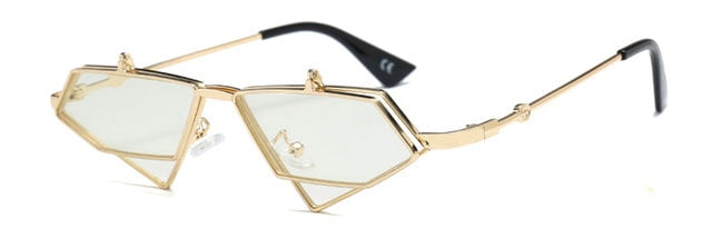 Gold Steampunk Flip up Sunglasses - New Retro Streetwear Newretro.Net