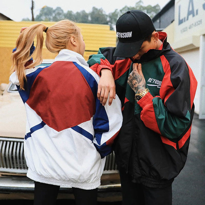 Block Patchwork Jackets - New Retro Streetwear Newretro.Net