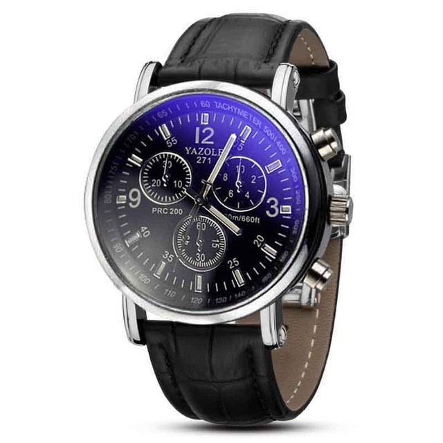 Faux Leather Blue Ray Analog Watch - New Retro Streetwear Newretro.Net