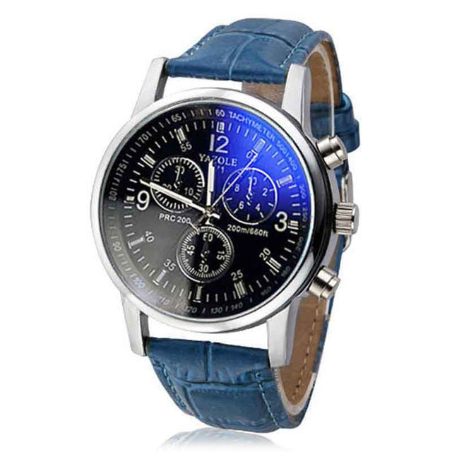 Faux Leather Blue Ray Analog Watch - New Retro Streetwear Newretro.Net