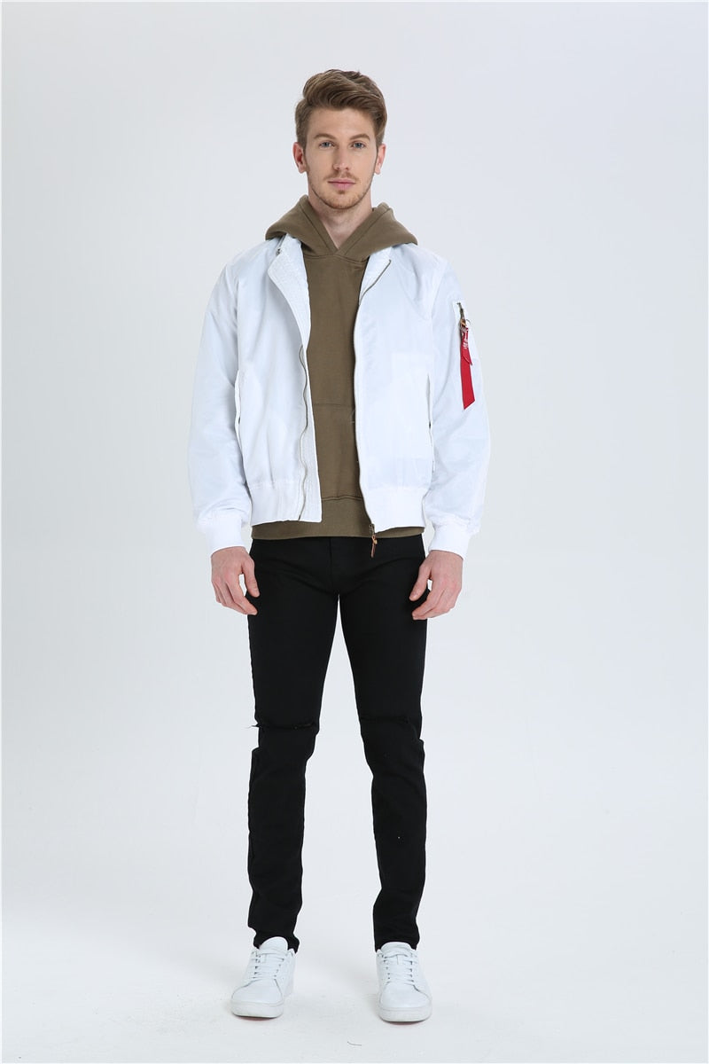 White Ma1 Bomber - New Retro Streetwear Newretro.Net