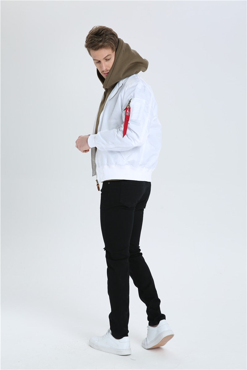 White Ma1 Bomber - New Retro Streetwear Newretro.Net