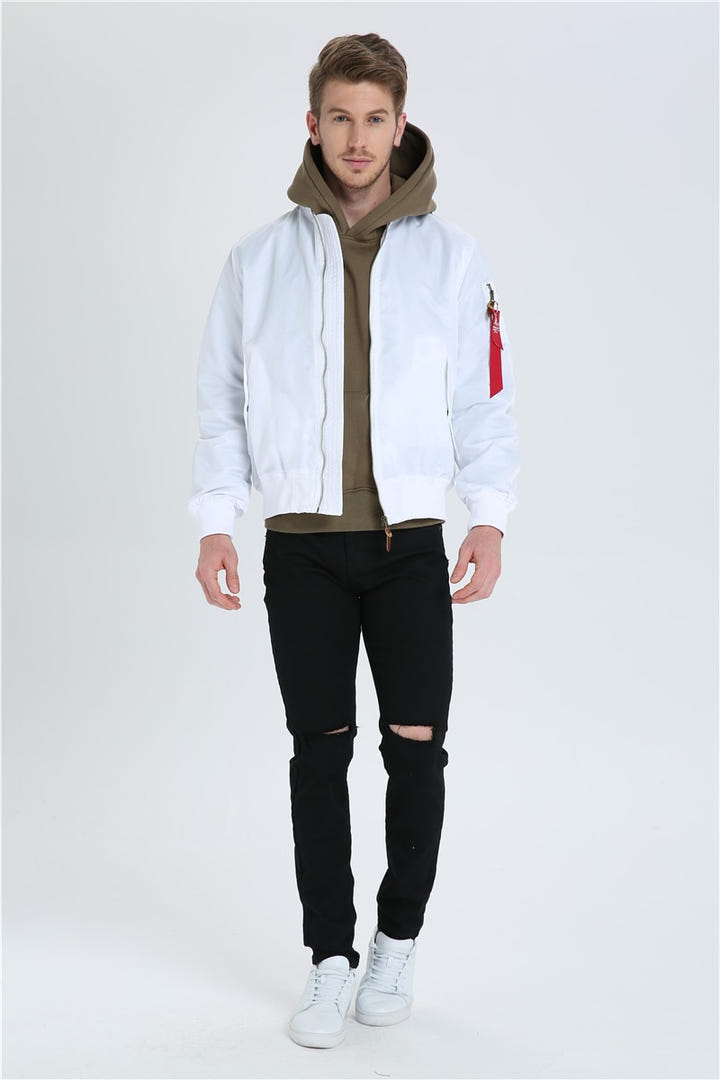 White Ma1 Bomber - New Retro Streetwear Newretro.Net