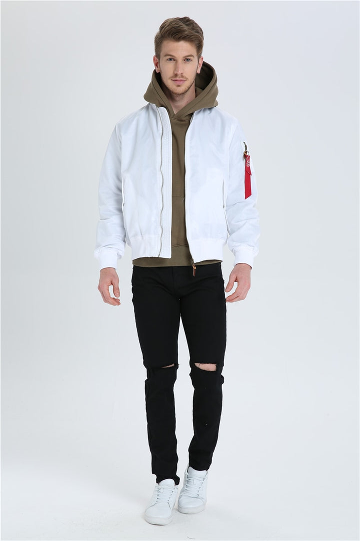 White Ma1 Bomber - New Retro Streetwear Newretro.Net