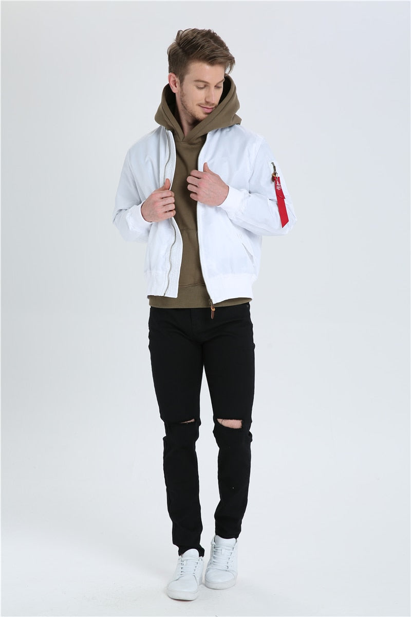 White Ma1 Bomber - New Retro Streetwear Newretro.Net